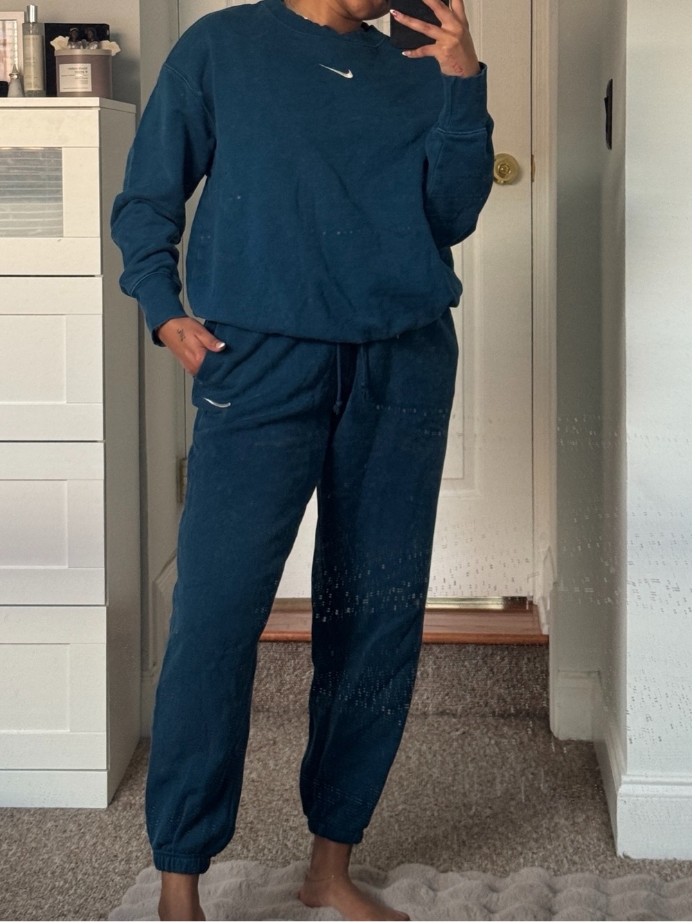 Nike Women's Teal Track Joggers and Sweatshirt Set